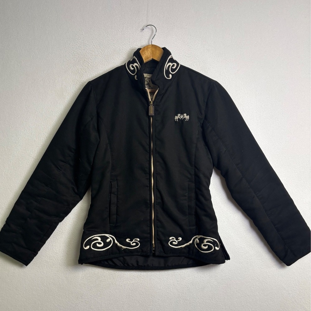 Equestrian Western Equine Couture Womens Small Black Embroidered Riding Jacket